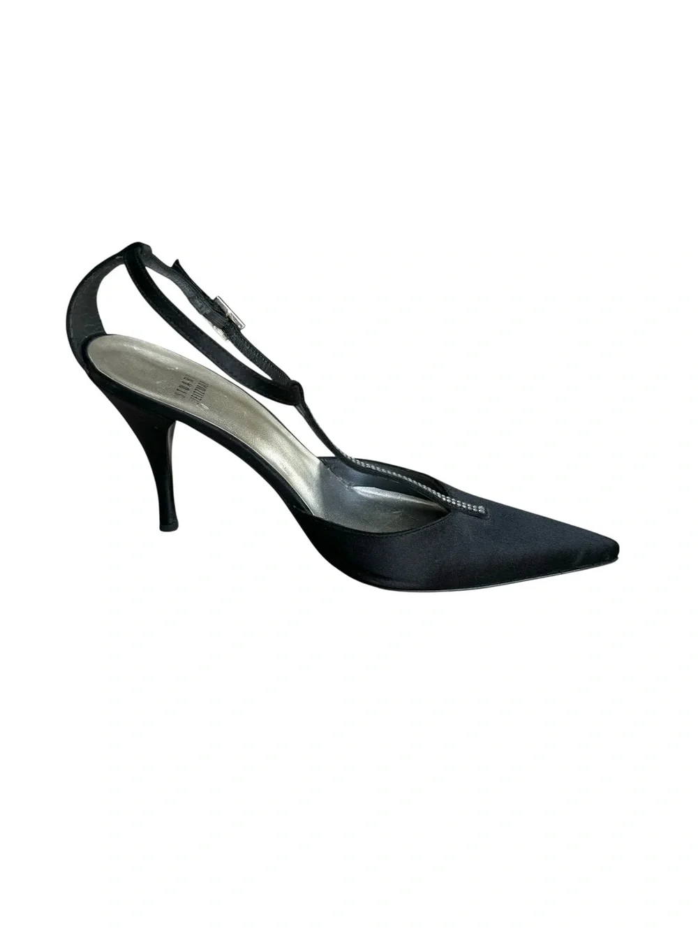 Stuart Weitzman Embellished Black Satin Pumps